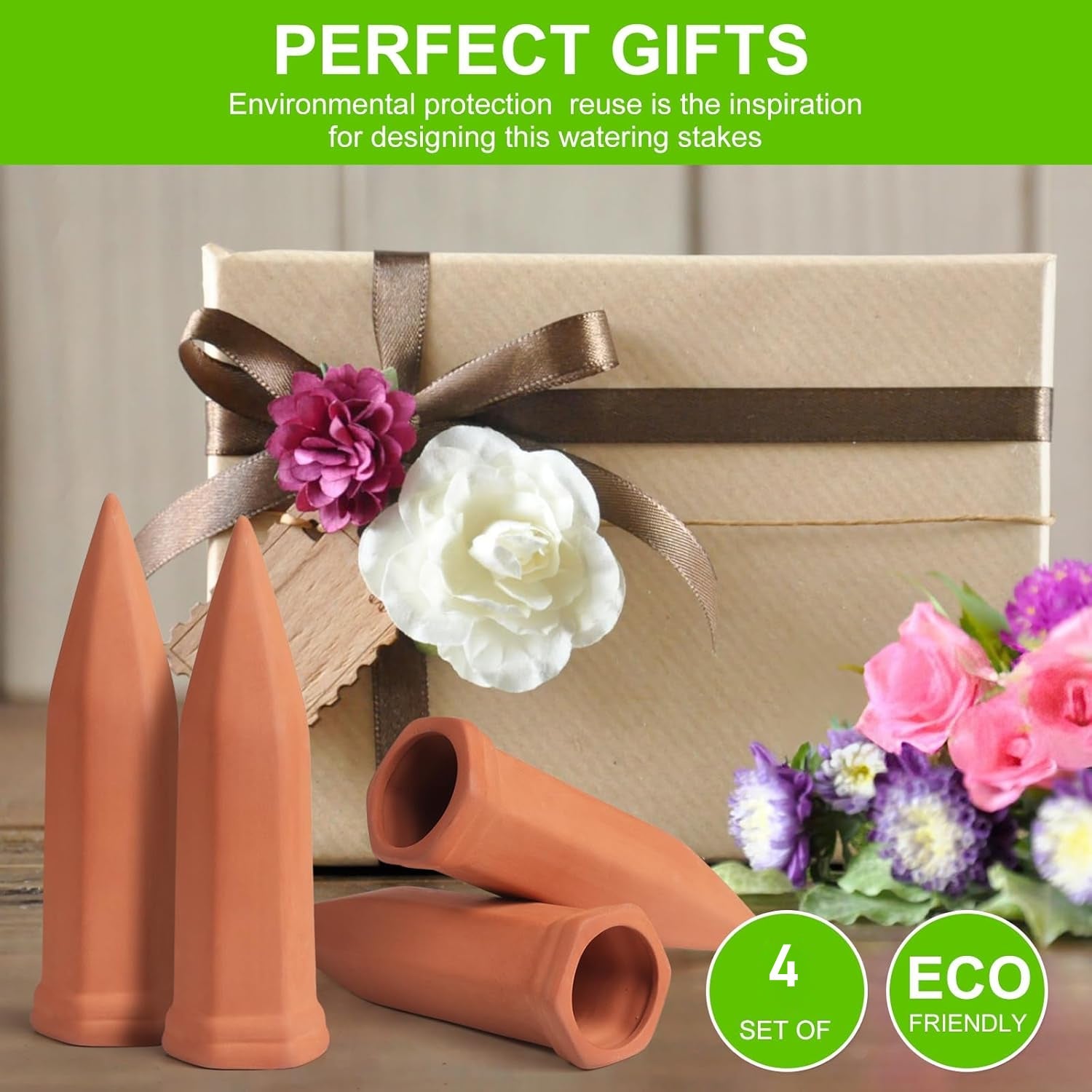  self watering system for flower pots, plastic water spikes for gardening, easy drip irrigation tool for plants, indoor self watering device for pots,