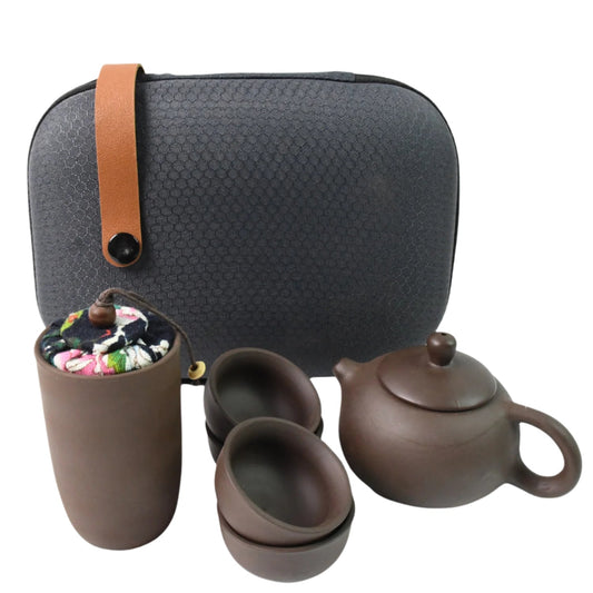 portable kung fu tea set with travel bag, 6 pcs ceramic chinese tea set, traditional tea set for home and office, chinese style tea set for outdoor use,