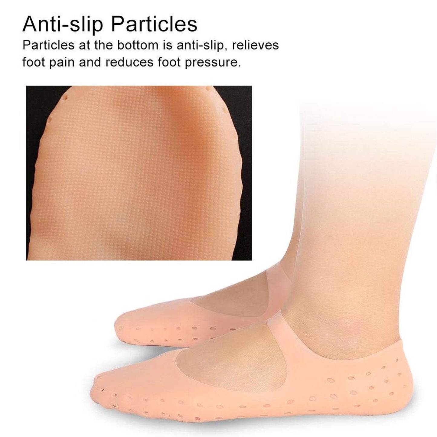 Soft gel socks to heal cracked feet and moisturize. silicone heel socks, anti crack socks, heel pain relief socks, moisturizing gel heel socks, foot care socks, reusable heel protector, cracked heel socks, breathable foot sleeves
