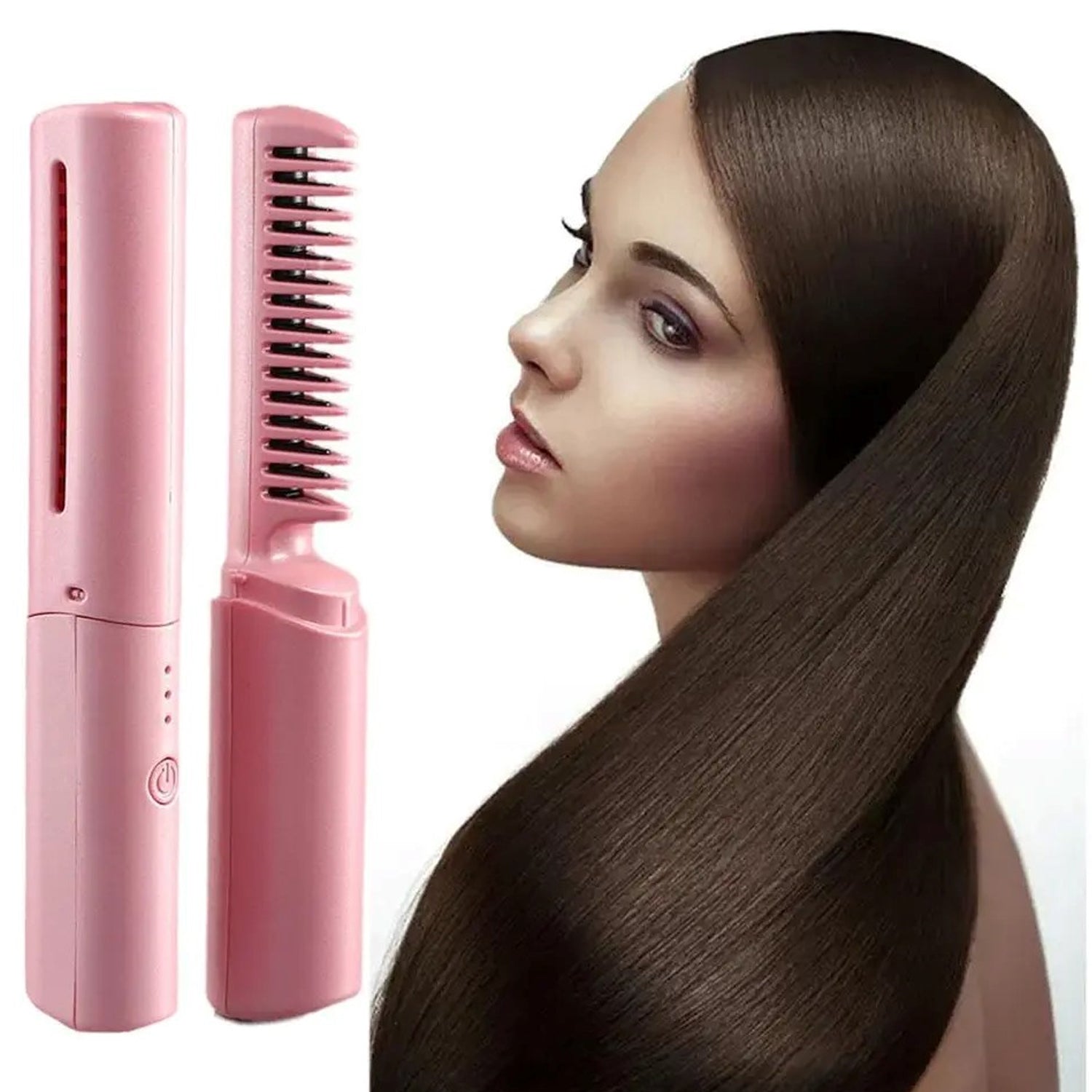 cordless straightener for quick touch-ups, portable flat iron with adjustable temperature, sleek mini hair straightener for office and travel, battery operated hair straightening brush