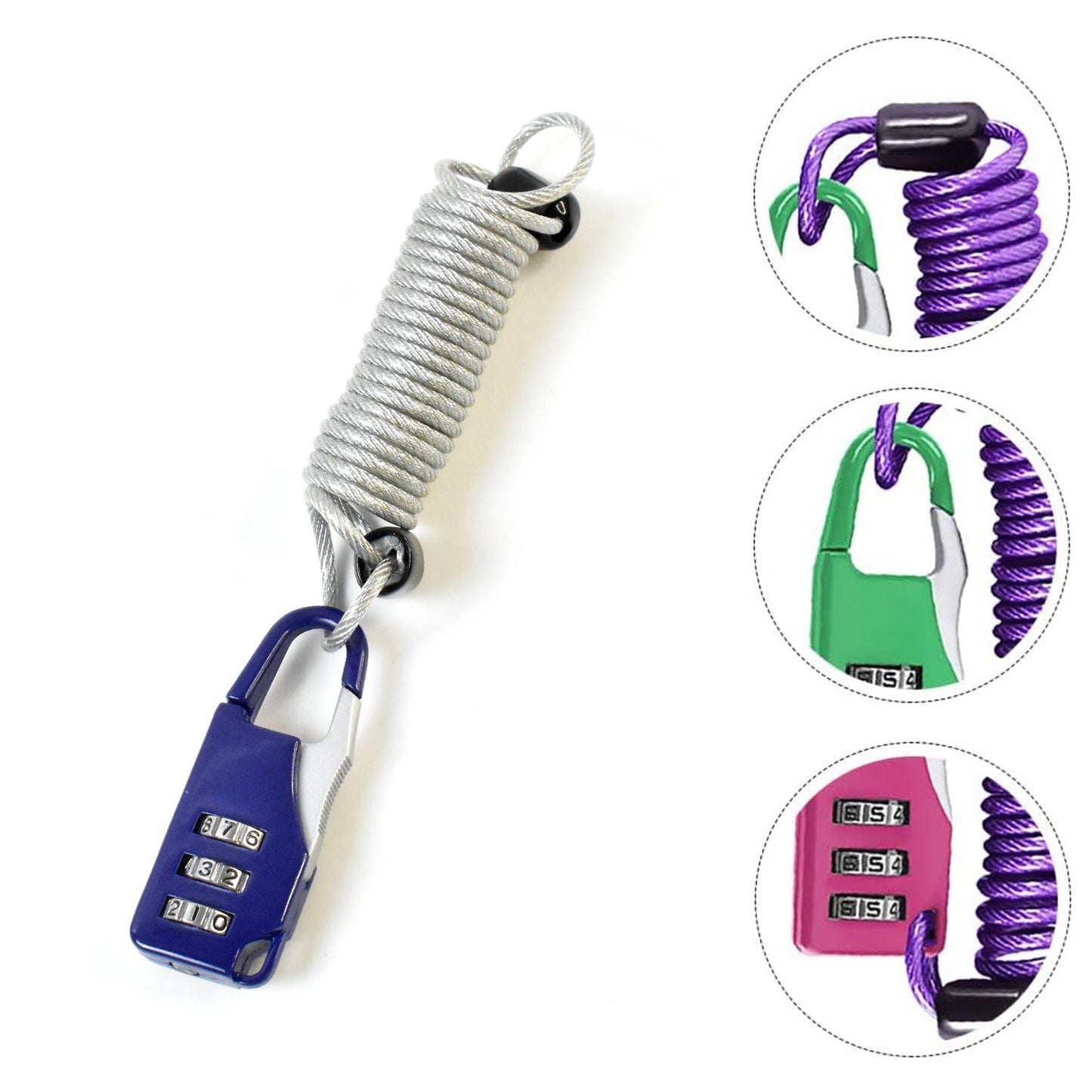 cable lock with number code for multipurpose use, strong combination padlock for school and gym, travel security padlock with flexible wire loop,
