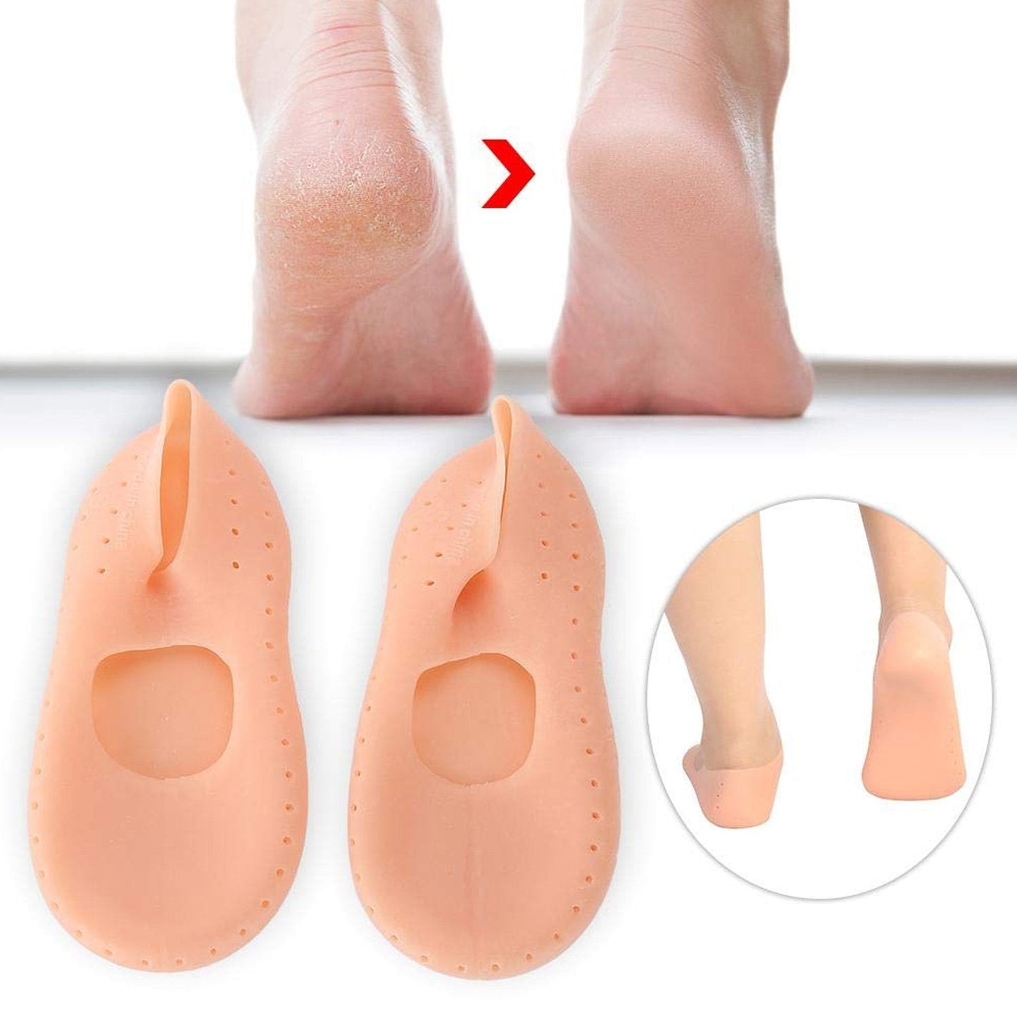 Anti-crack silicone gel socks for foot protection. silicone heel socks, anti crack socks, heel pain relief socks, moisturizing gel heel socks, foot care socks, reusable heel protector, cracked heel socks, breathable foot sleeves