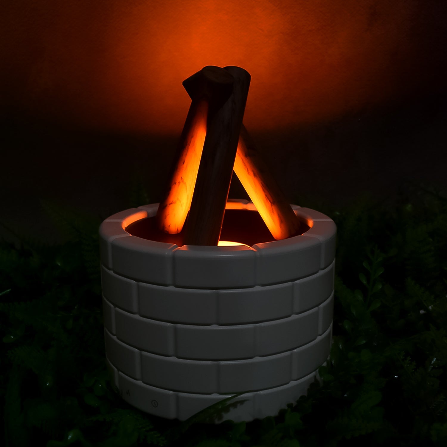 bonfire shaped flame LED essential oil diffuser for home, ultrasonic aroma diffuser with fireplace effect, LED flame diffuser with essential oil mist and light, flame effect humidifier diffuser for stress relief, cozy fire look diffuser for bedroom and living room