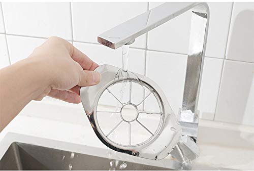 Easy-grip apple slicer with sharp stainless steel blades, apple cutter, stainless steel fruit slicer, apple slicer with corer, vegetable cutter for kitchen, apple cutter silver, melon slicer, 8 blade fruit cutter