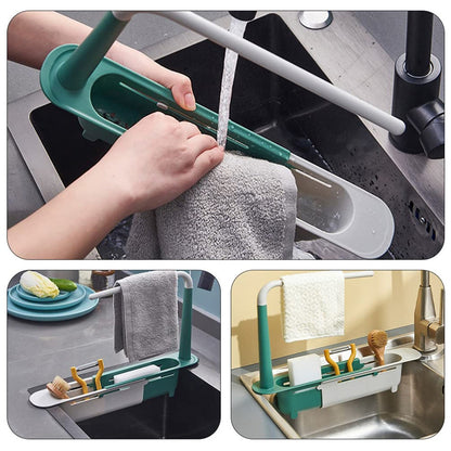 expandable kitchen rack, sink organizer shelf, drying basket for sink, plastic sink shelf, dishwashing rack, multipurpose sink caddy, kitchen storage rack