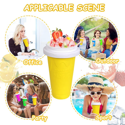 slushie maker cup, frozen smoothie cup, double layer slushy maker, magic squeeze cup, smoothie cooling cup, DIY slushie maker, frozen drink maker

