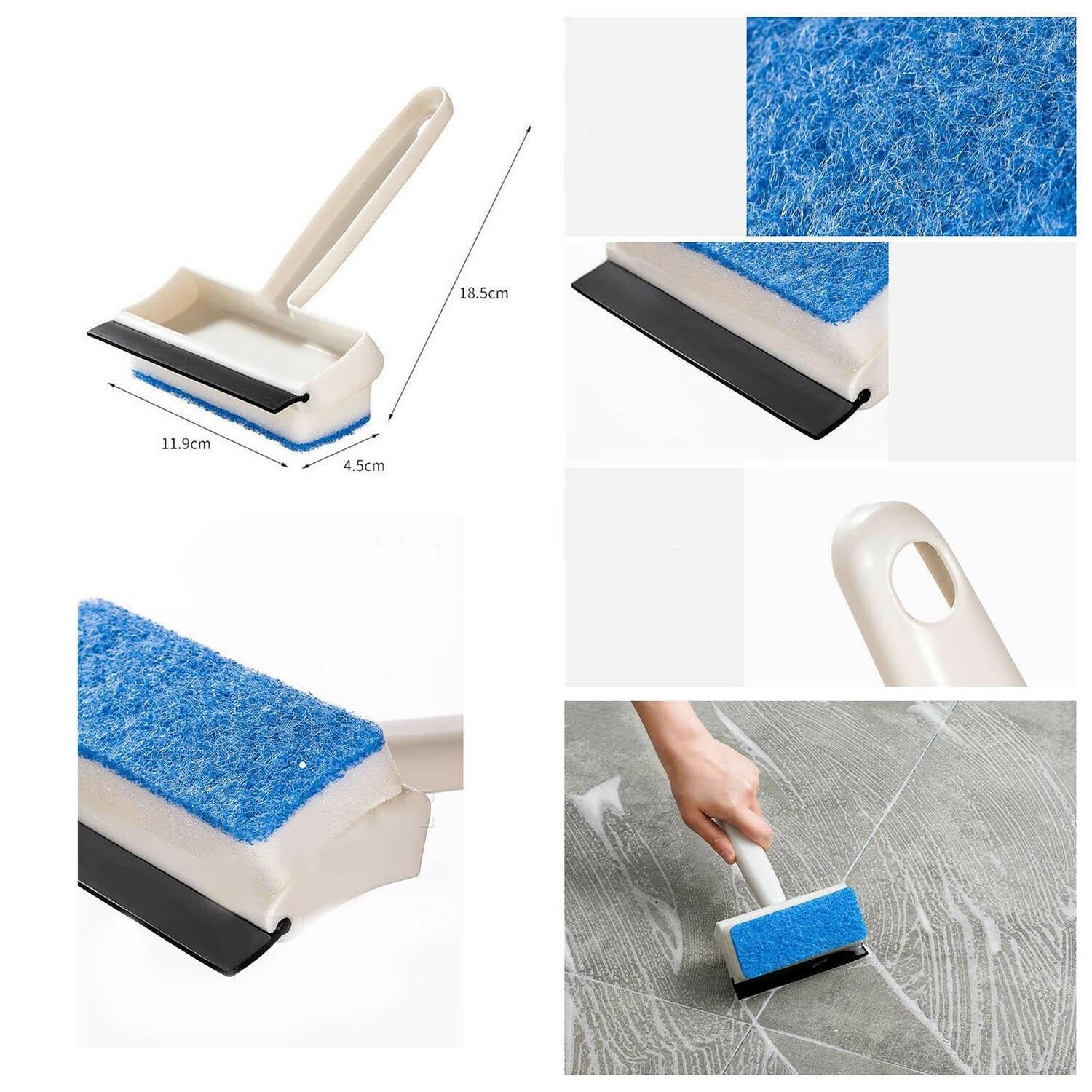 Multifunctional cleaning brush for grout and tiles, glass wiper, mirror cleaning brush, tile scrubber, grout cleaner, pot brush, kitchen wiper tool, double sided cleaning brush, bathroom scrubber, window wiper