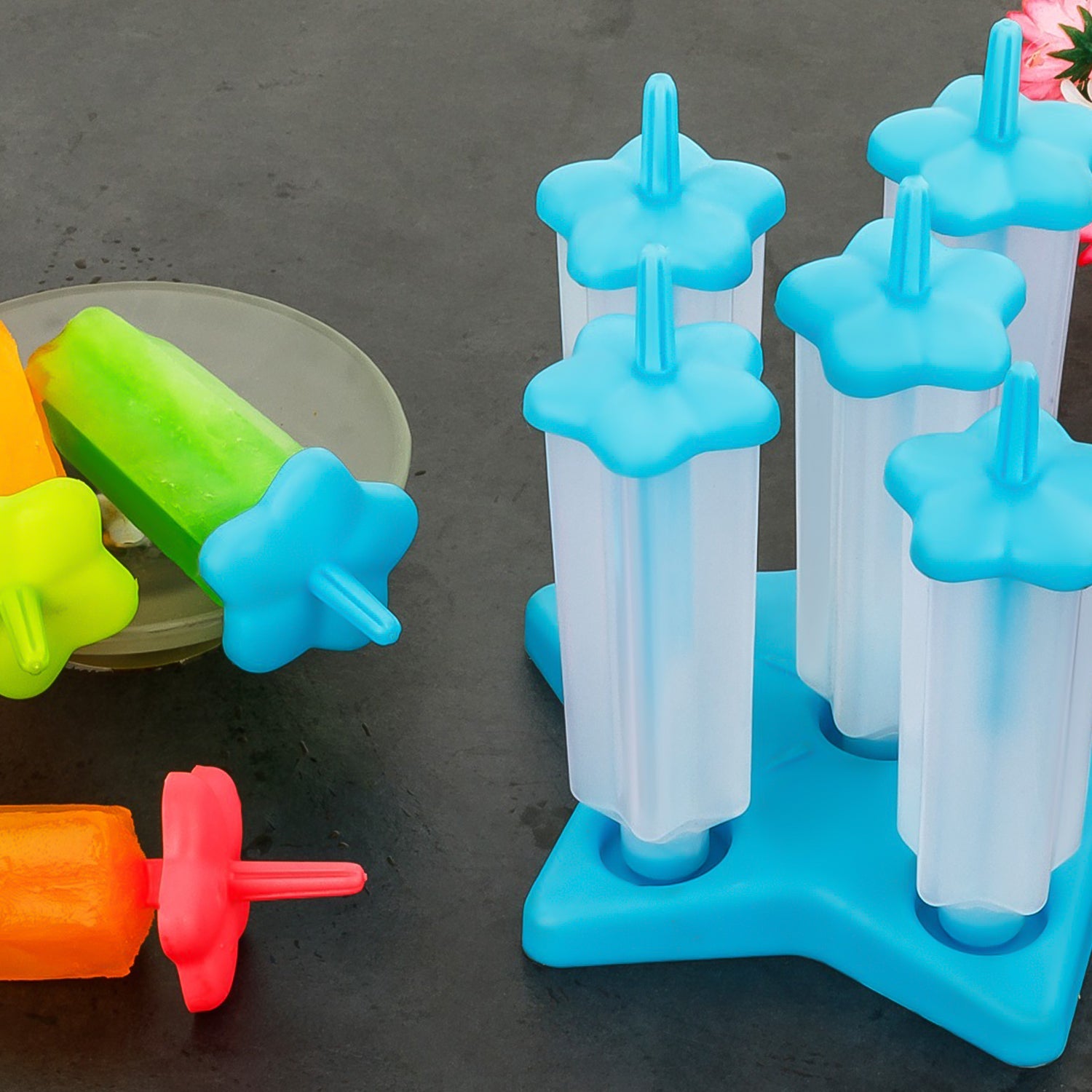 ice cream molds, popsicle molds India, plastic ice cream maker, reusable kulfi molds, homemade ice cream mold set, plastic popsicle maker, BPA-free popsicle molds, kulfi maker set, summer ice cream molds, popsicle mold with lids

