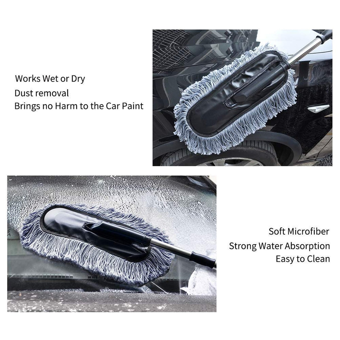 car duster, microfiber cleaning brush, car cleaning tool, long handle duster, multipurpose car brush, vehicle dust remover, interior cleaning brush