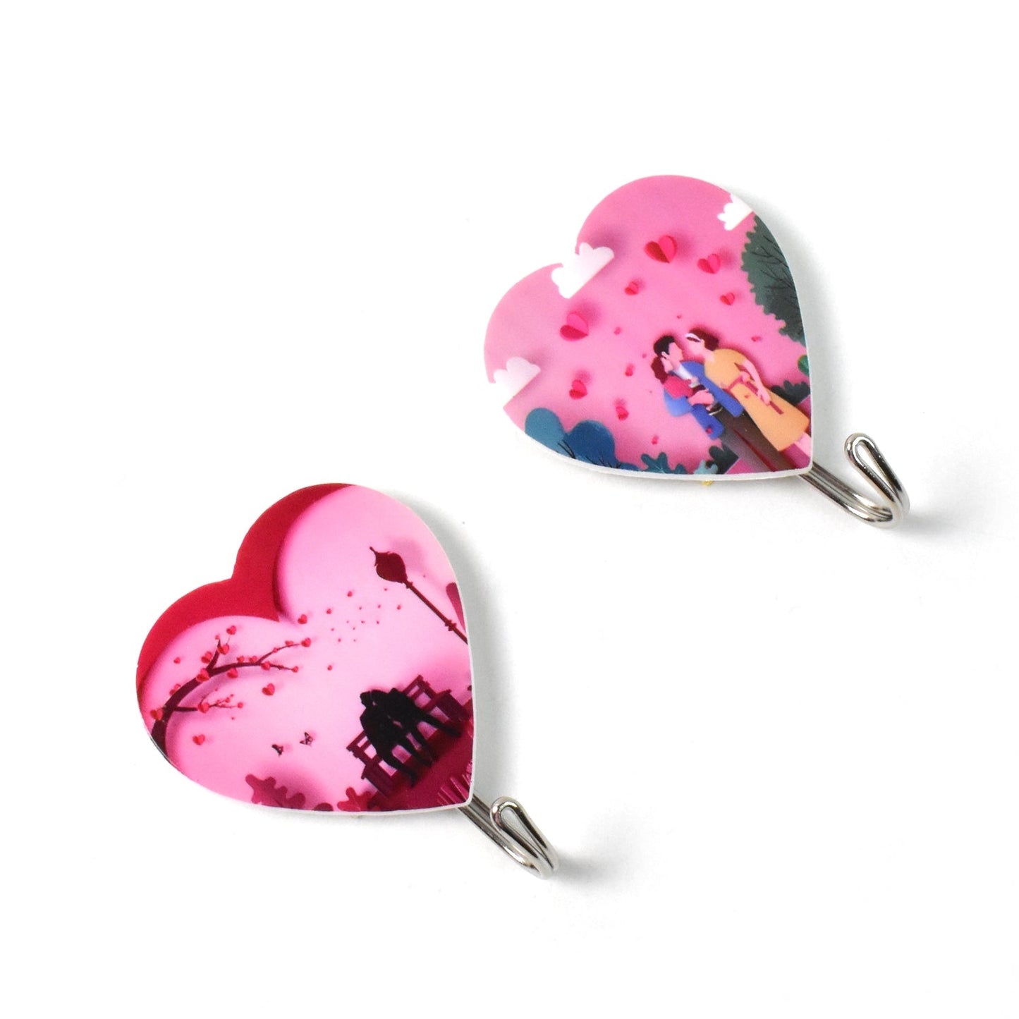 stylish plastic wall hangers for towels keys and accessories, colorful heart design wall hooks for home organization, decorative self-stick wall hooks for gifting and decor, 6 piece waterproof adhesive hooks with strong grip, heart shaped hooks for bedroom and dressing area use, easy to install adhesive hooks with romantic heart look