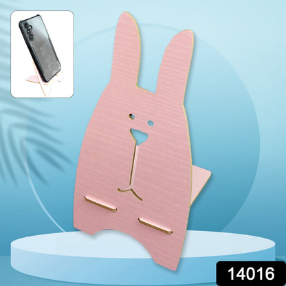 wooden animal phone stand for smartphones, bunny-shaped mobile holder for students and office, eco-friendly wooden phone stand in rabbit shape, compact mobile stand for hands-free viewing, decorative bunny mobile stand for home and office use