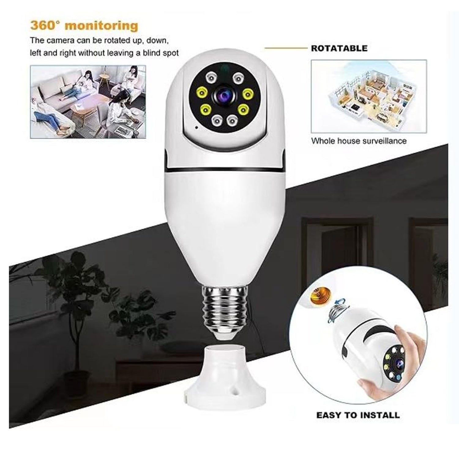 home monitoring camera, wireless camera with fisheye lens, smart camera for home security, wireless v380 cctv setup