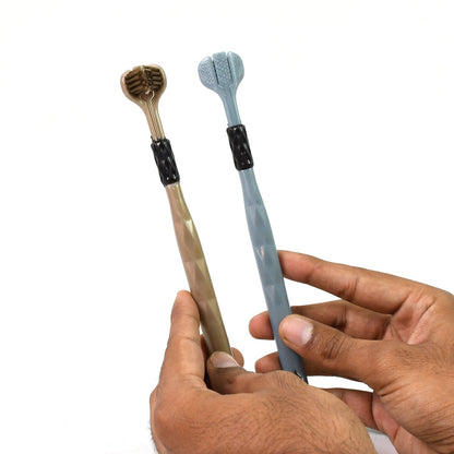 best toothbrush for orthodontic patients in India, toothbrush for dental hygiene and gum care, multi-angle toothbrush for effective brushing, toothbrush with 3-sided bristles for daily use, triple head toothbrush for deep oral care routine