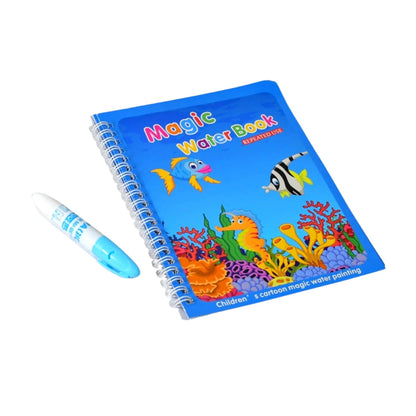 magic water coloring book, kids doodle board, reusable painting book, water pen coloring, travel toy for toddlers, mess-free drawing book