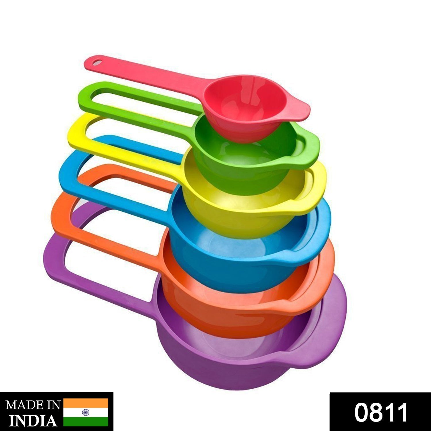 Plastic measuring spoons arranged in a set, measuring spoons, kitchen measuring set, plastic measuring cups, multicolour spoons set, BPA free measuring set, cooking measuring spoons, baking tools