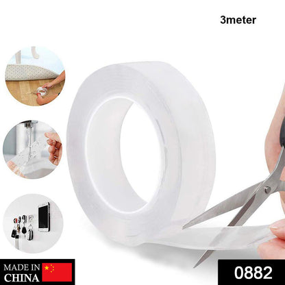 Nano gel tape, double-sided and washable, nano gel adhesive tape, reusable double sided tape, 3 meter sticky tape, traceless wall tape, nano magic tape, strong grip gel tape, ivy grip gel pad