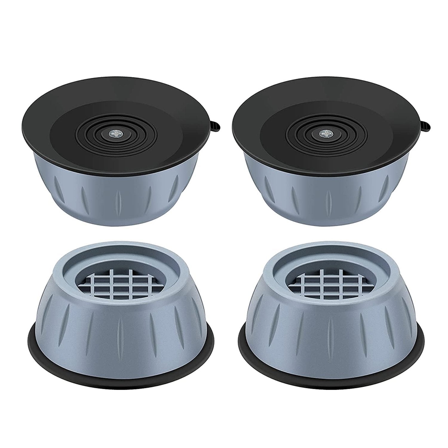 Anti vibration pads with suction cups for reducing appliance noise. washing machine anti vibration pad, shock absorber washer pad, anti-slip appliance pad, furniture stabilizer support, noise cancelling dryer foot pad