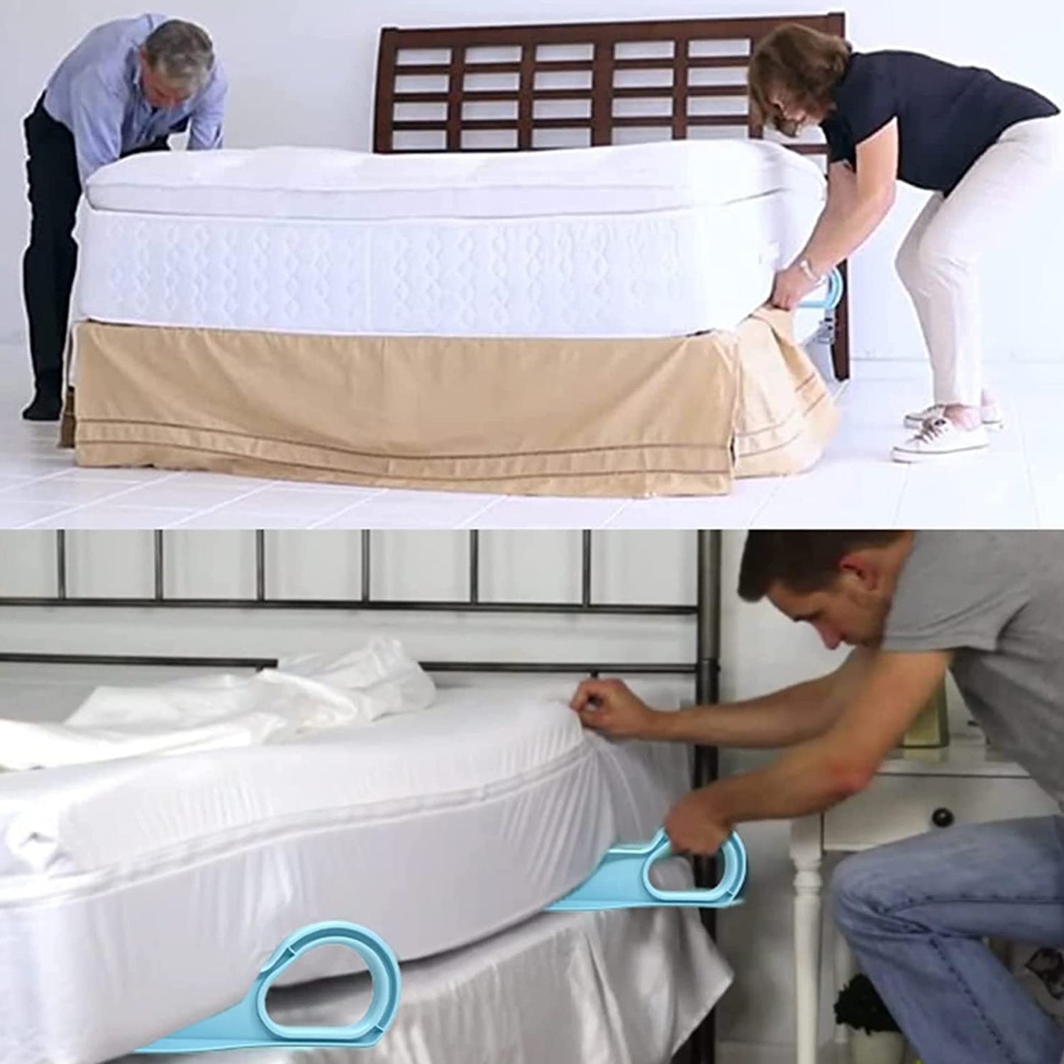 mattress lifter tool, bed sheet lifter, ergonomic mattress wedge, under mattress lifter, bed making tool, mattress elevator, easy bed sheet change, lifting wedge