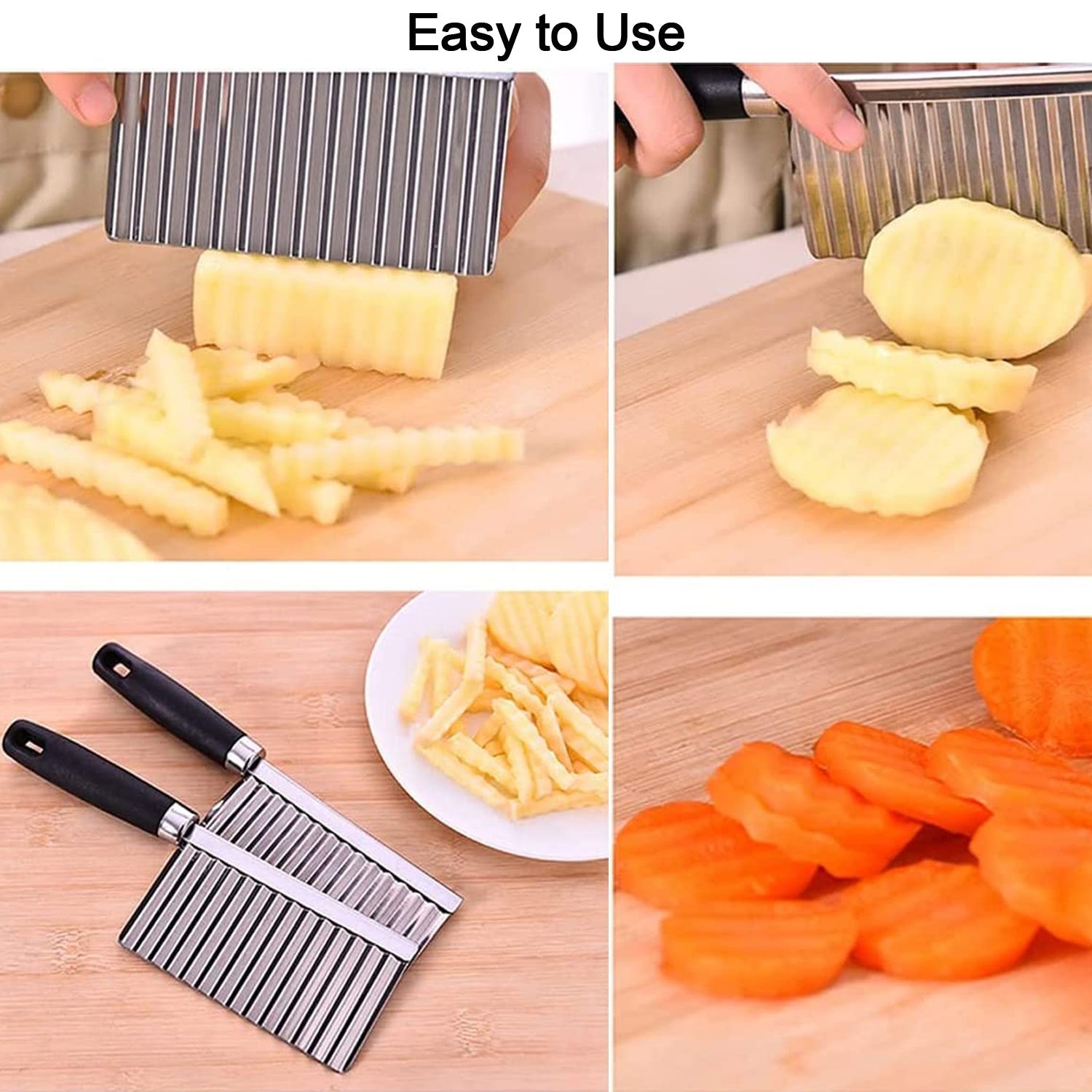 crinkle cutter knife, stainless steel chopper, vegetable slicer wavy blade, french fry cutter, salad chopper tool, potato crinkle cutter, wavy vegetable knife