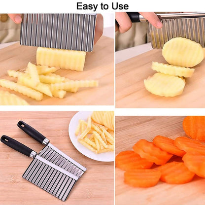 crinkle cutter knife, stainless steel chopper, vegetable slicer wavy blade, french fry cutter, salad chopper tool, potato crinkle cutter, wavy vegetable knife