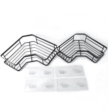iron coated self adhesive corner shelf organizer set of 2, no drill wall mounted corner shelf for bathroom and kitchen, durable iron shelf for home storage and organization,