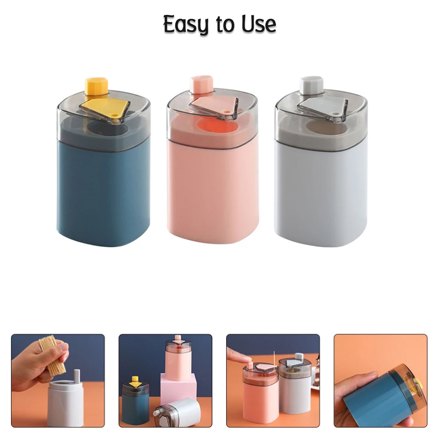 Toothpick holder with automatic dispenser, durable and convenient for kitchen use. toothpick holder, pop up toothpick dispenser, automatic toothpick box, kitchen toothpick container, restaurant table accessories, plastic toothpick holder