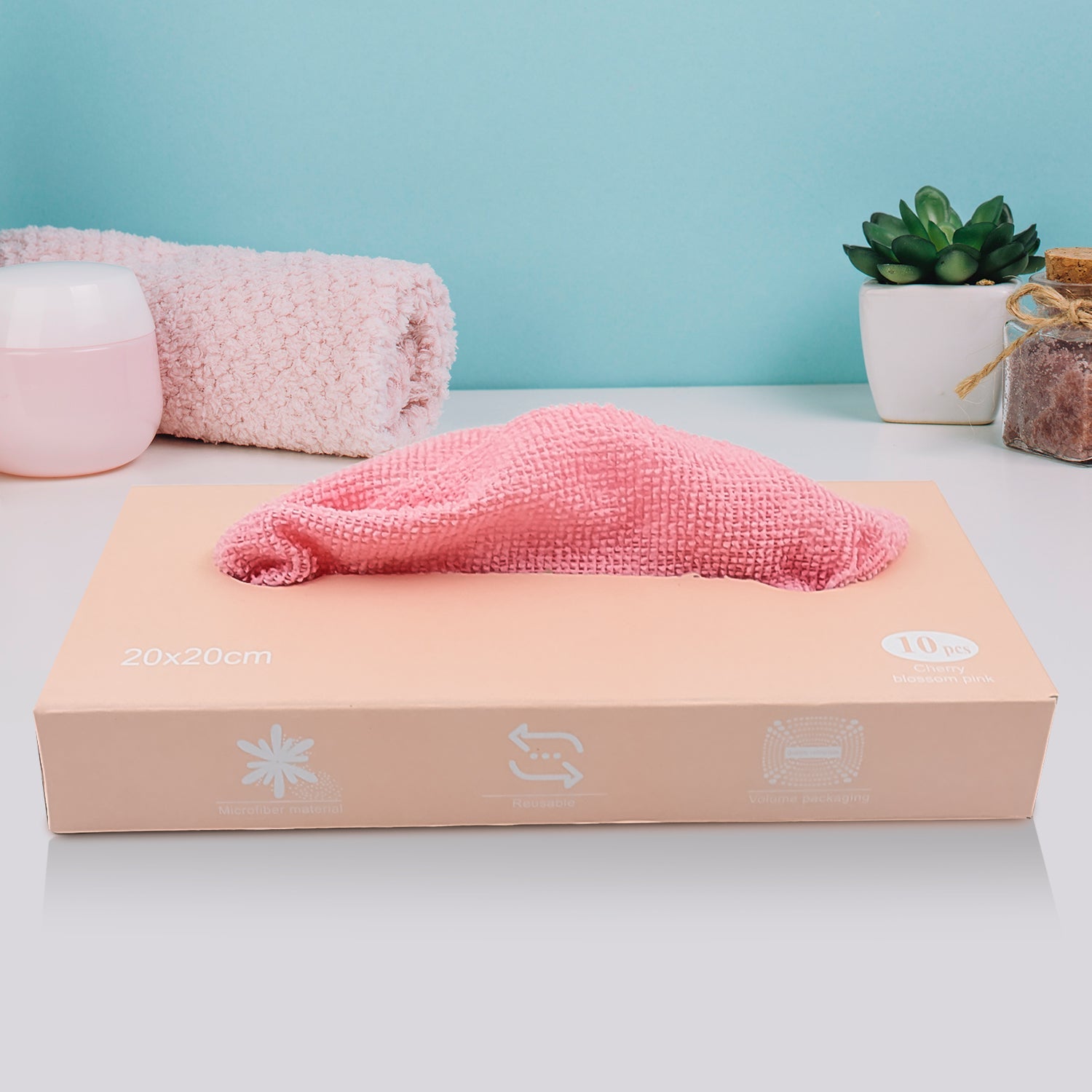 microfiber cleaning cloths set, 10 piece reusable microfiber towels, microfiber cloths with storage box, reusable cleaning rags for kitchen and home,