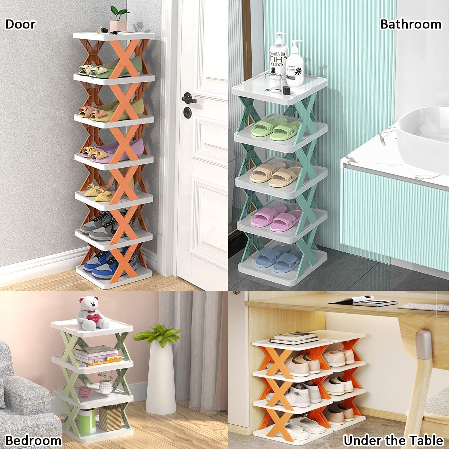 5 layer shoe rack, DIY shoe stand, plastic shoe organizer, small space shoe rack, corner shoe rack, entryway shoe shelf, modular shoe rack, closet shoe storage, narrow shoe rack, space-saving shoe organizer