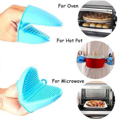 Flexible silicone potholder with textured surface for better grip. silicone oven mitts, mini heat resistant gloves, kitchen pinch mitt, microwave baking gloves, cooking mittens, non-toxic silicone gloves, compact oven mitt