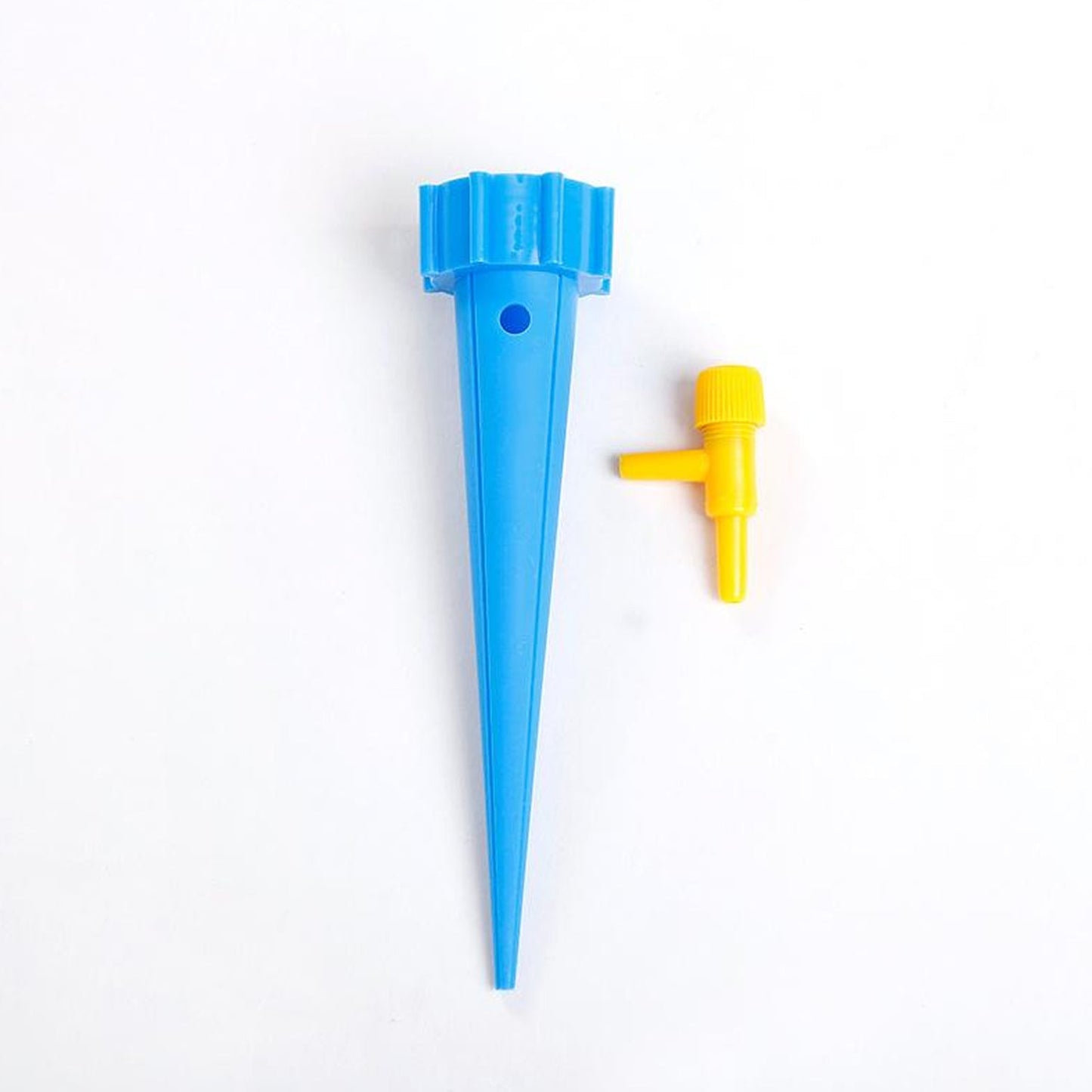 plant watering device with valve, reusable watering spikes set