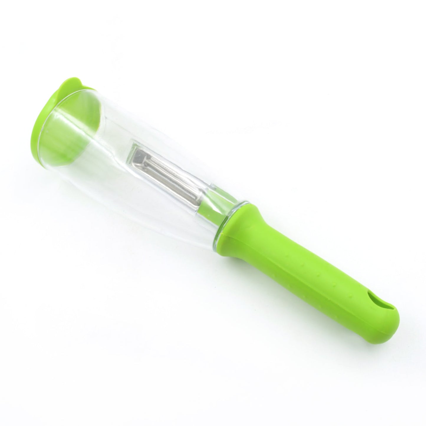 smart vegetable peeler, fruit peeler with container, stainless steel blade peeler, mango peeler, kitchen peeler with waste catcher, ergonomic fruit peeler