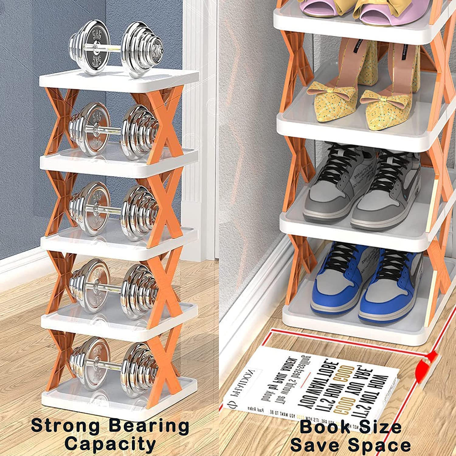5 layer shoe rack, DIY shoe stand, plastic shoe organizer, small space shoe rack, corner shoe rack, entryway shoe shelf, modular shoe rack, closet shoe storage, narrow shoe rack, space-saving shoe organizer