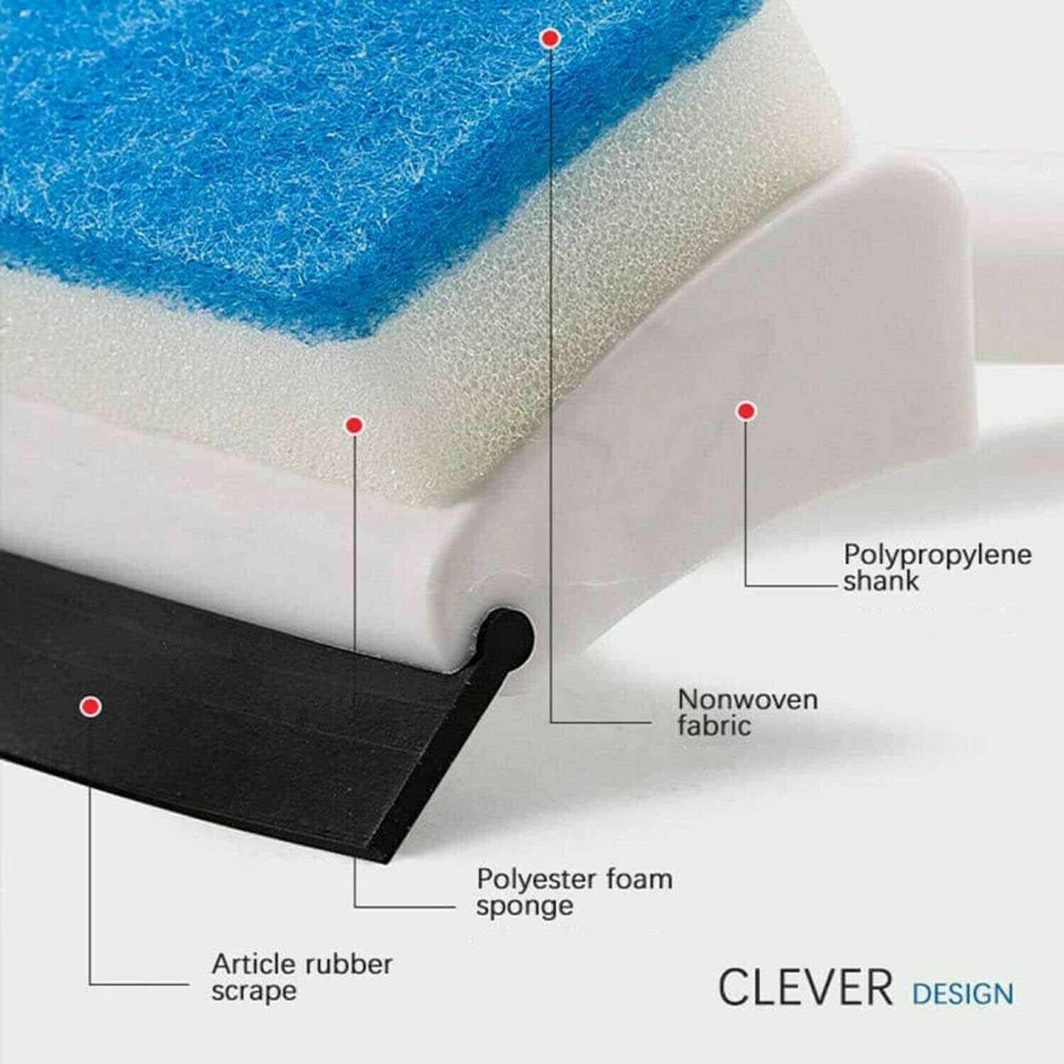 Double-sided glass wiper with cleaning brush for bathroom tiles, glass wiper, mirror cleaning brush, tile scrubber, grout cleaner, pot brush, kitchen wiper tool, double sided cleaning brush, bathroom scrubber, window wiper