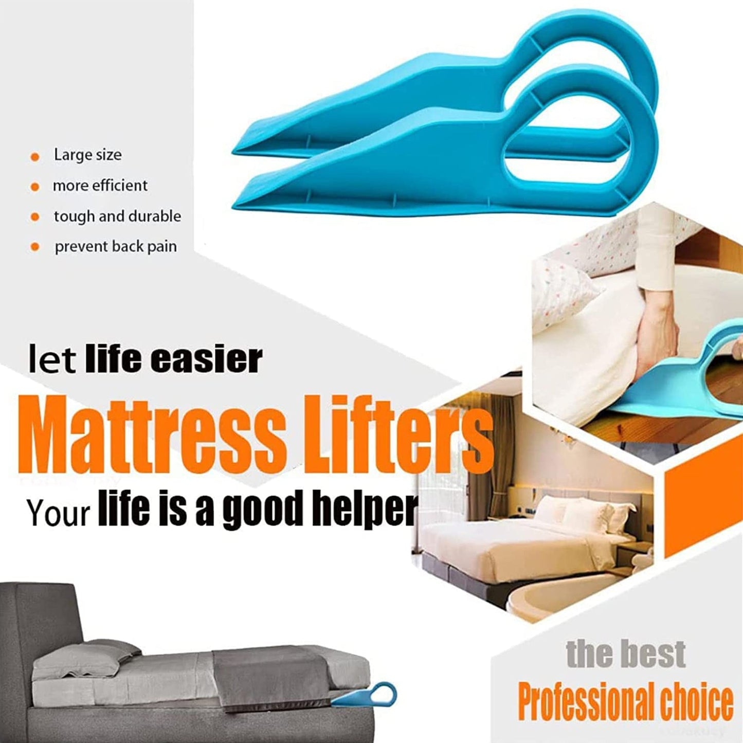 mattress lifter tool, bed sheet lifter, ergonomic mattress wedge, under mattress lifter, bed making tool, mattress elevator, easy bed sheet change, lifting wedge