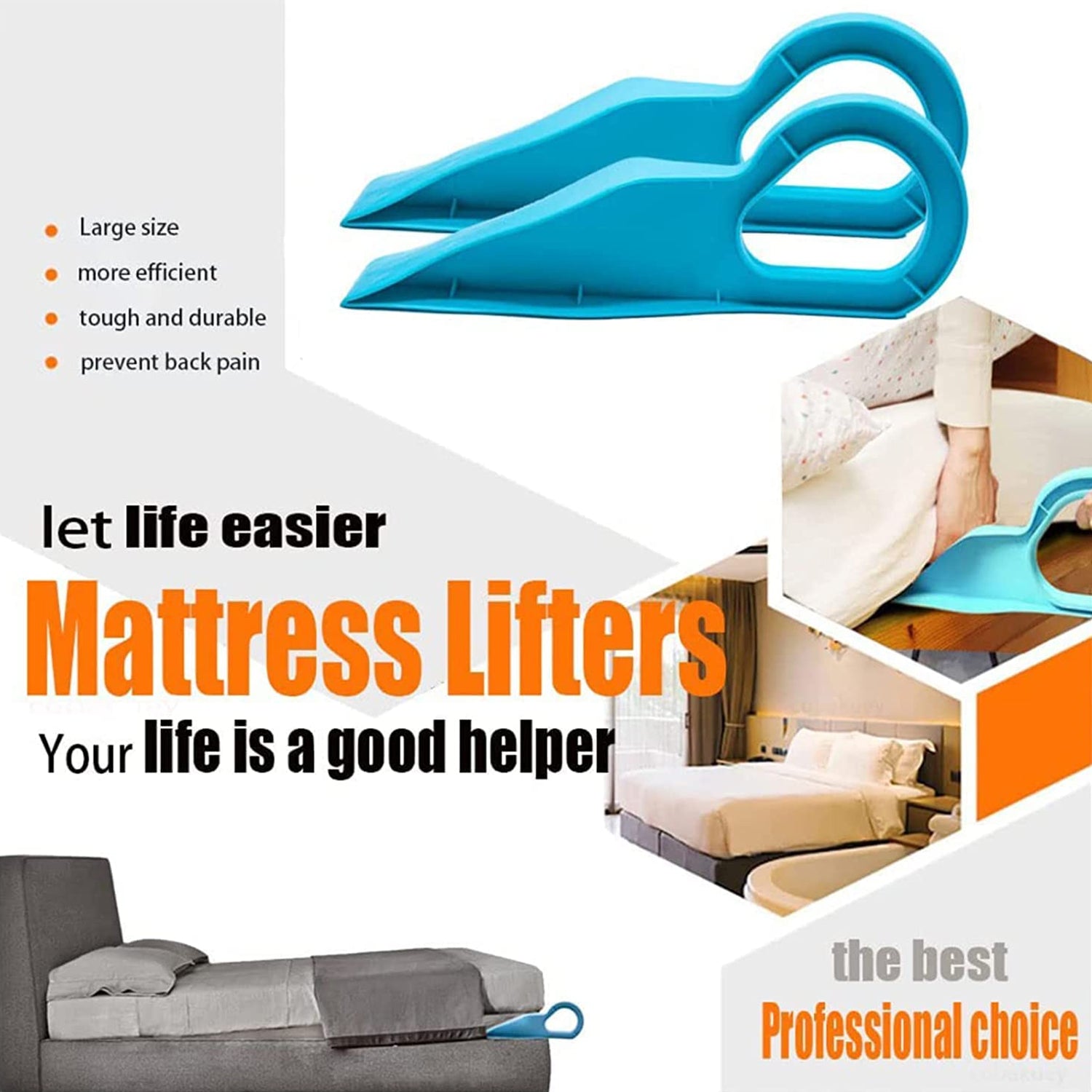 mattress lifter tool, bed sheet lifter, ergonomic mattress wedge, under mattress lifter, bed making tool, mattress elevator, easy bed sheet change, lifting wedge