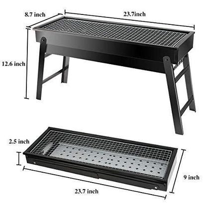 Easy-to-assemble foldable BBQ grill. portable charcoal grill, foldable BBQ grill, outdoor barbecue grill, camping grill, travel BBQ grill, garden charcoal stove, picnic BBQ setup