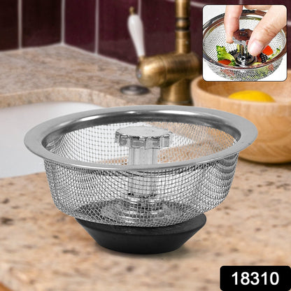 anti-clog sink strainer basket, kitchen sink filter for waste collection, heavy-duty stainless steel sink strainer, food waste stopper for sink, mesh sink filter basket for kitchen, stainless drain strainer for home use