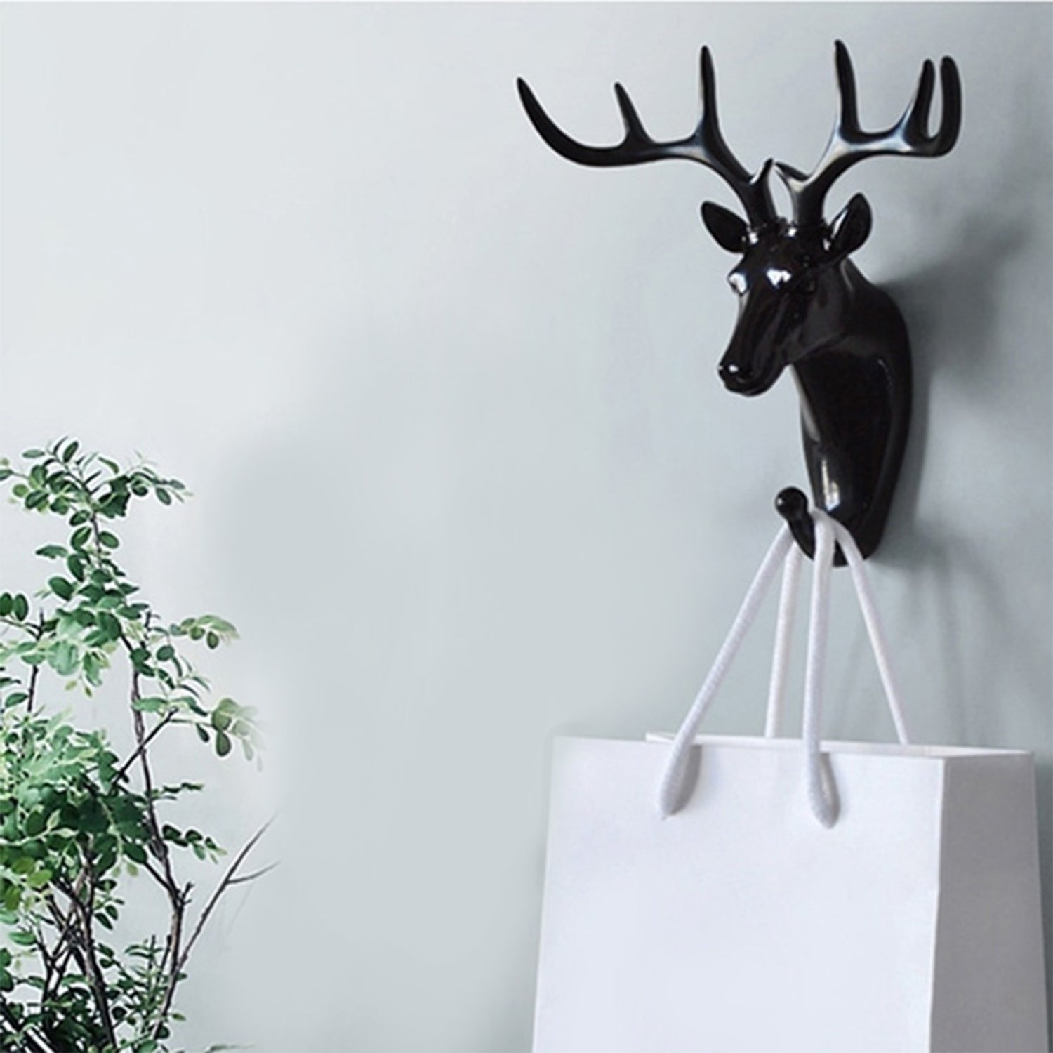 self-adhesive deer head hook for wall or door. deer head wall hook, self adhesive hanger hook, wall mount hook, decorative wall hanger, no drill wall hook, deer hook for bag hat, vintage wall hook