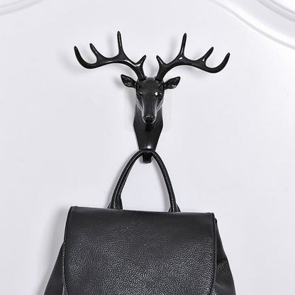 Deer head door hook with self-adhesive feature for hanging. deer head wall hook, self adhesive hanger hook, wall mount hook, decorative wall hanger, no drill wall hook, deer hook for bag hat, vintage wall hook