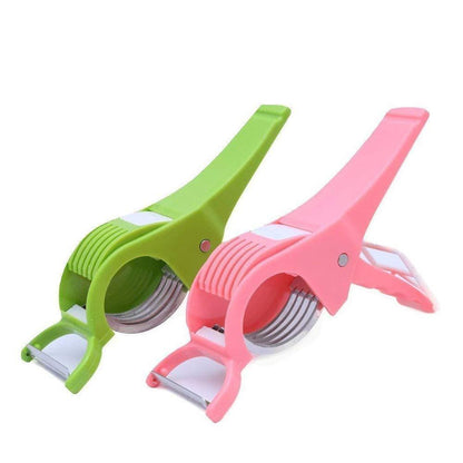 Easy-to-use vegetable cutter with peeler, plastic vegetable cutter, veg cutter with peeler, multi cutter for kitchen, white blue vegetable chopper, stainless steel blade cutter, ABS plastic cutter