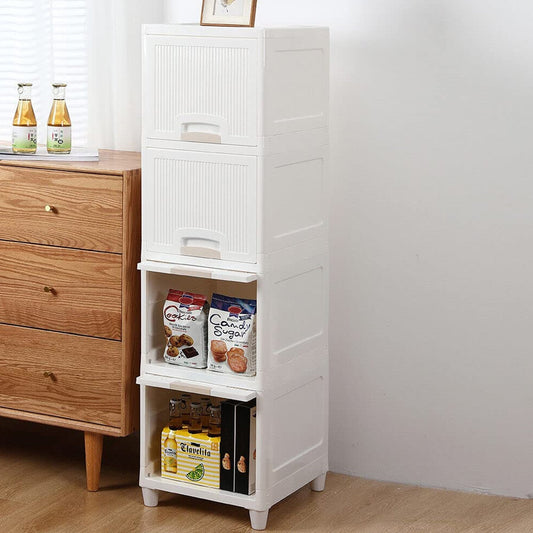 4 layer foldable plastic storage cabinet, multipurpose plastic drawer unit, space-saving foldable storage cabinet, plastic drawer organizer for home,