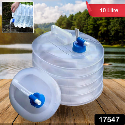 camping water container, collapsible water container, portable water jug, foldable water carrier, 10L water container, water container with tap, travel water jug, outdoor water storage

