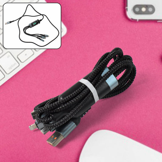 100W fast charging cable 3‑in‑1, USB‑C Lightning Micro USB charger cable,