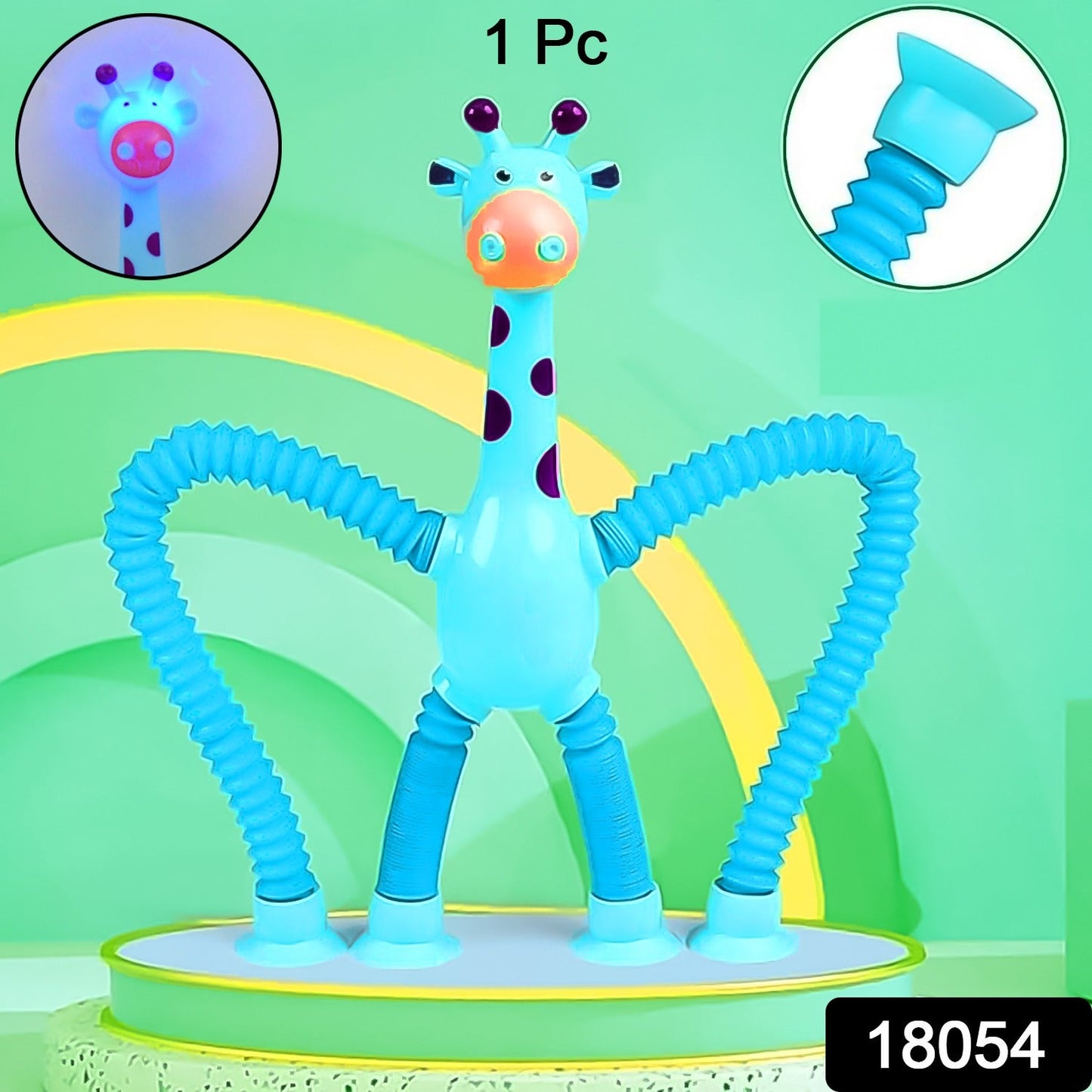 giraffe pop tube toy, LED sensory tube toy, suction cup tube giraffe, shape-changing fidget tube, bendable giraffe LED toy, kids suction fidget toy, pop tube sensory play giraffe

