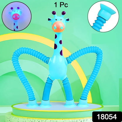 giraffe pop tube toy, LED sensory tube toy, suction cup tube giraffe, shape-changing fidget tube, bendable giraffe LED toy, kids suction fidget toy, pop tube sensory play giraffe

