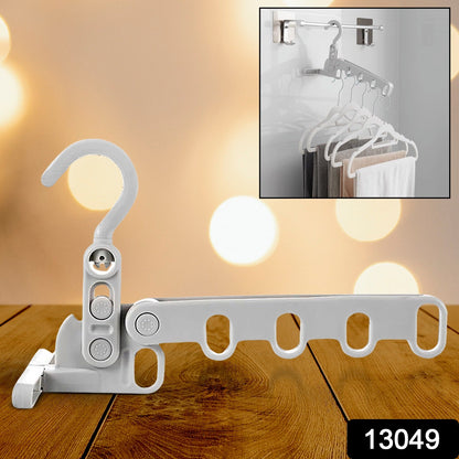 folding hanger for organized clothes hanging, plastic clothes rack for space optimization, portable 5-hole hanger for Indian homes