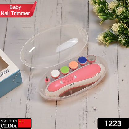 Nail trimmer for infants with grinding heads, baby nail trimmer, electric nail file for baby, newborn nail cutter, nail trimmer with LED light, baby grooming tool, safe nail file, toddler nail cutter