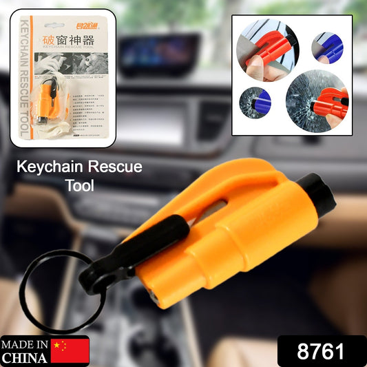 2-in-1 emergency safety cutter with razor-sharp seat belt blade