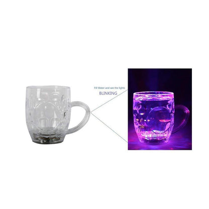 Rainbow LED cup with light effects. LED glass cup, light up party mug, rainbow LED mug, flashing acrylic cup, color changing drinkware, LED drink glass, party beverage mug