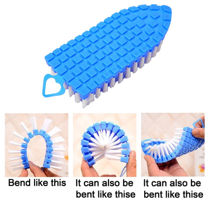 Durable plastic cleaning brush for various surfaces, flexible cleaning brush, plastic multipurpose brush, bendable kitchen brush, bathroom cleaning tool, tap cleaner, household scrubber, tile brush